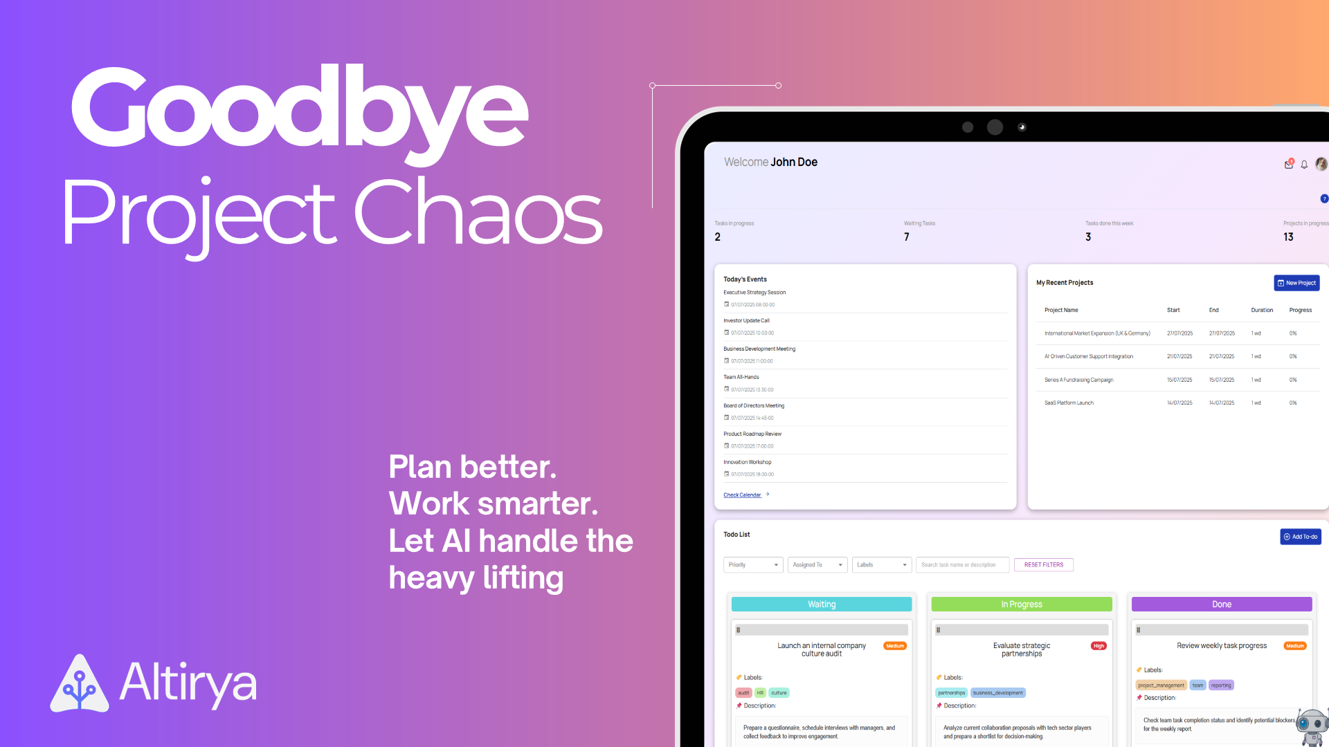 AI dashboard to eliminate project chaos – Altirya
